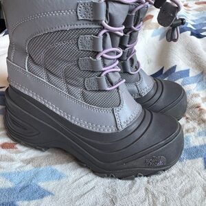 The North Face Kids Gray and Purple Snow Boots
